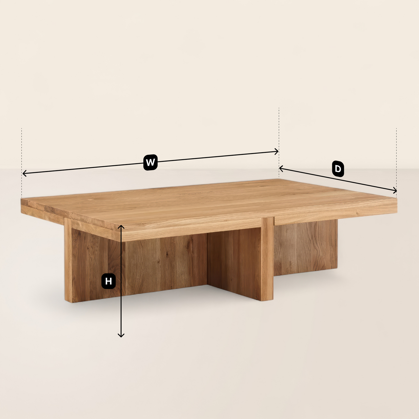 Modern Rectangular Coffee Table Joined Base Design