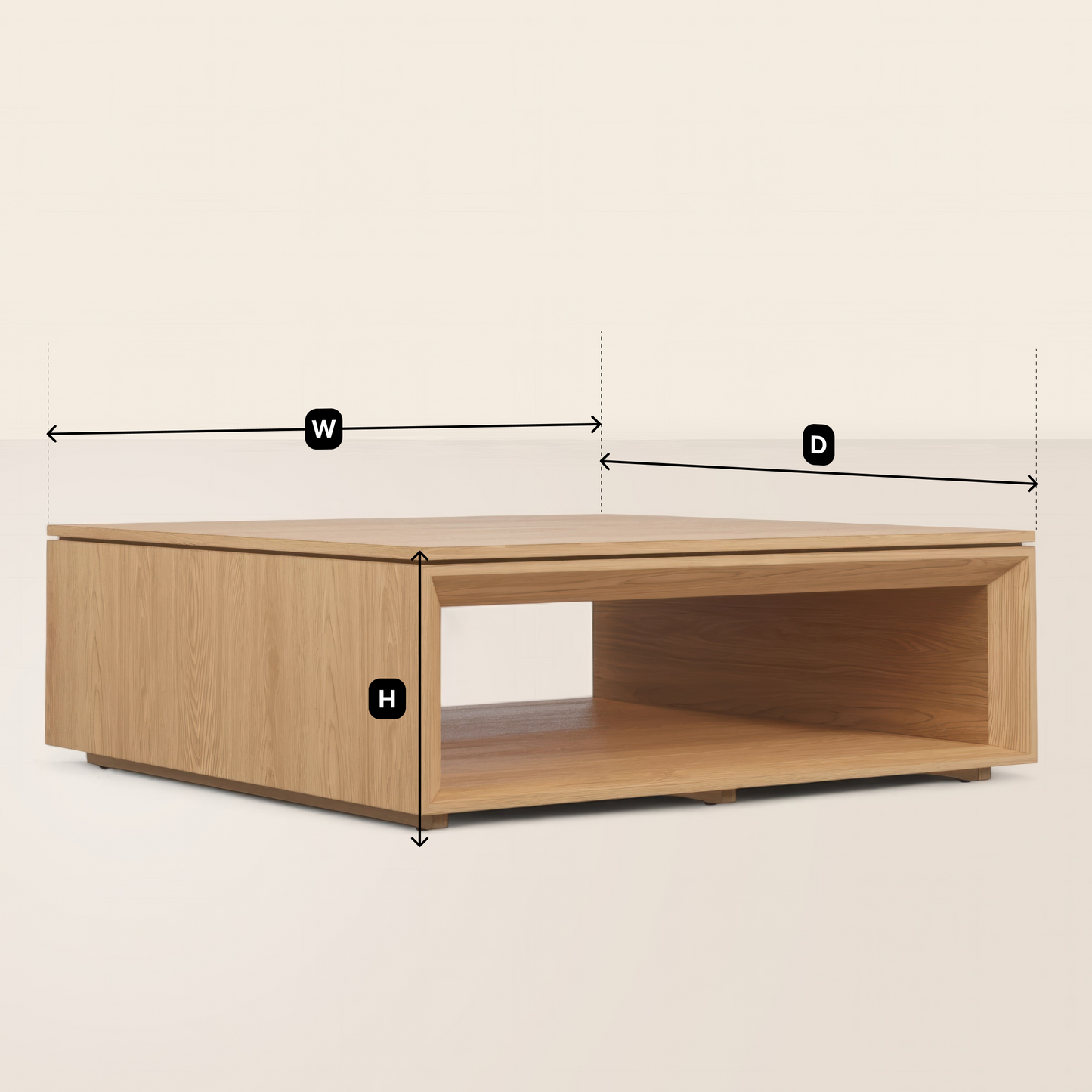 Low Profile Coffee Table Modern Centerpiece with Open Storage