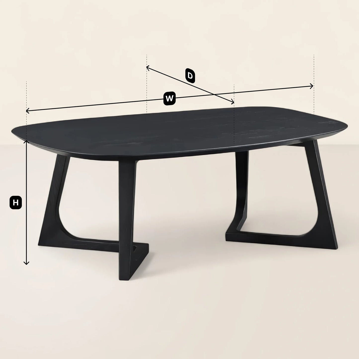 Black Coffee Table Oval Sculptural Design