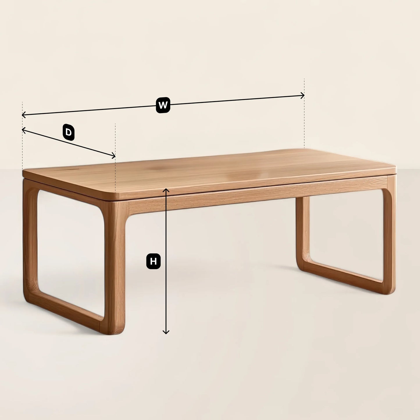 Contemporary Rounded Edge Wooden Coffee Table