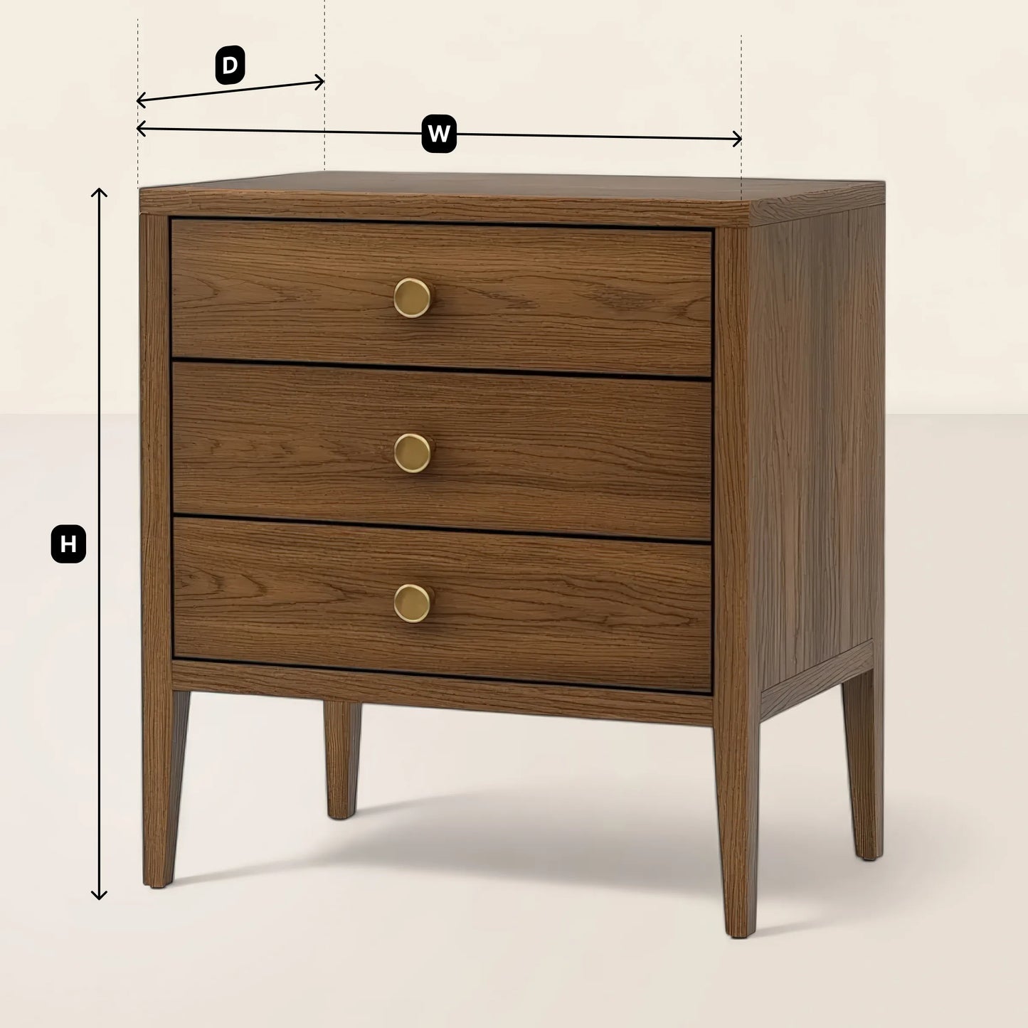 Classic Wooden Nightstand Three Drawer Storage Cabinet