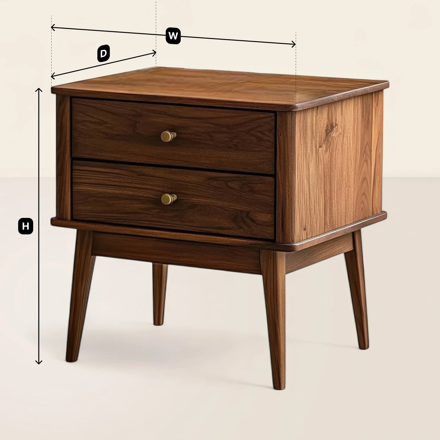 Mid-Century Wooden Nightstand Storage Drawers Sleek Design