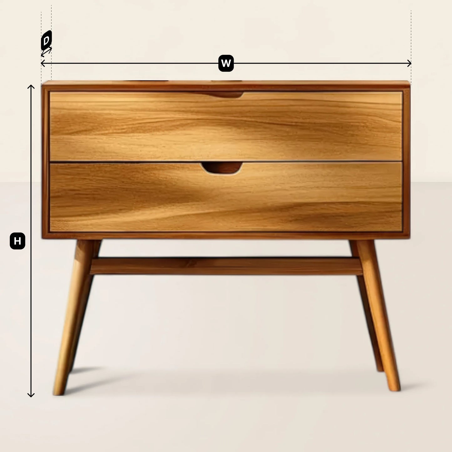 Elegant Mid Century Modern Nightstand with Single Drawer