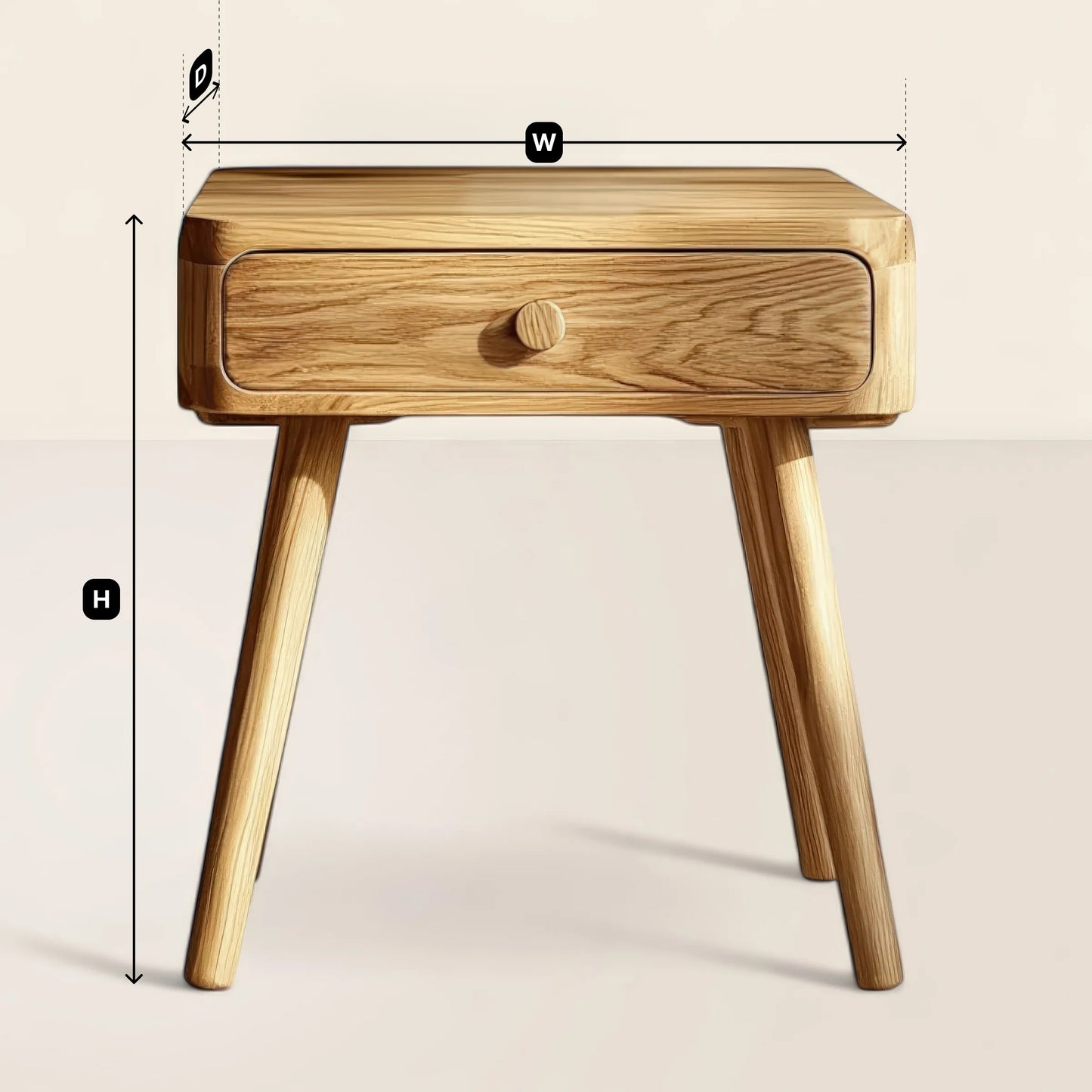 Minimalist Wooden Nightstand Single Drawer Compact Design