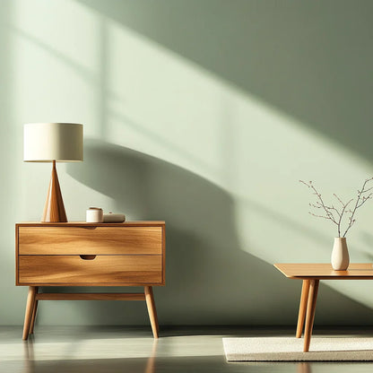 Elegant Mid Century Modern Nightstand with Single Drawer