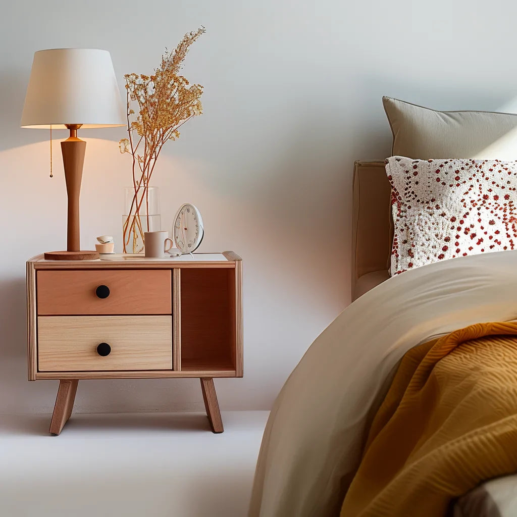 Mid Century Modern Nightstand Classic Wood Design