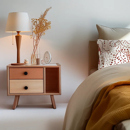 Mid Century Modern Nightstand Classic Wood Design