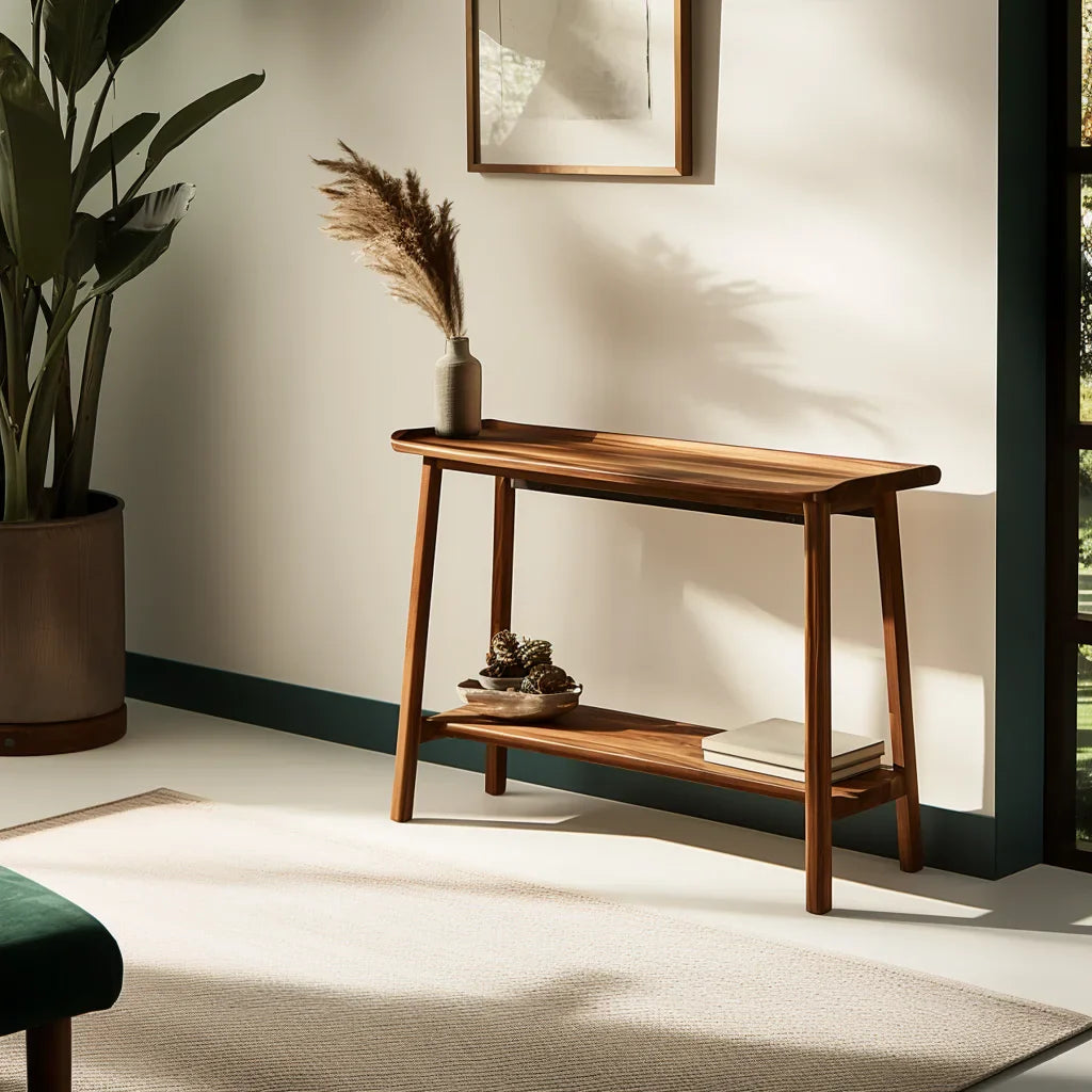 Mid Century Modern Console Table Elegant Wood Finish