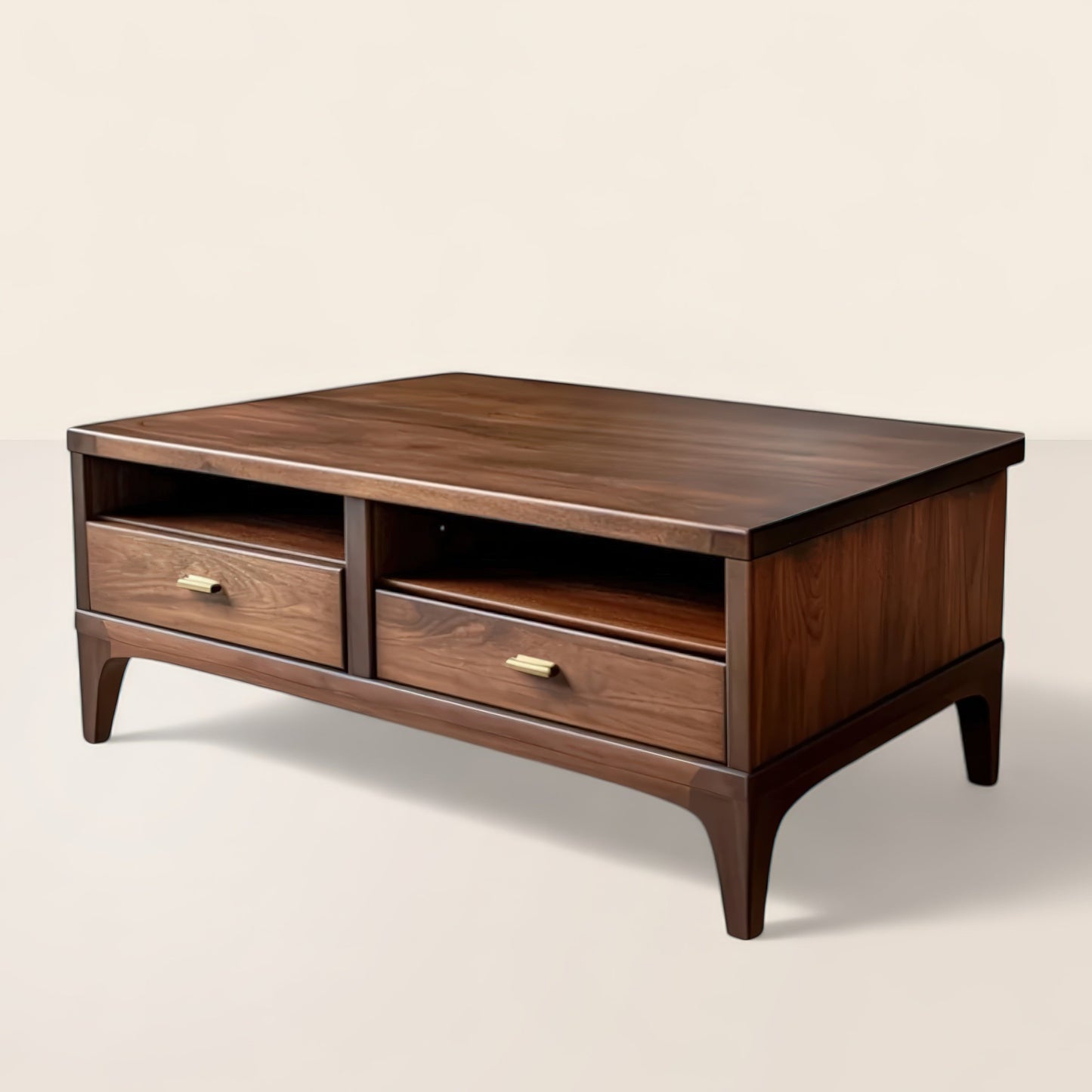 Elegant Wooden Coffee Table Storage Drawers Contemporary Design