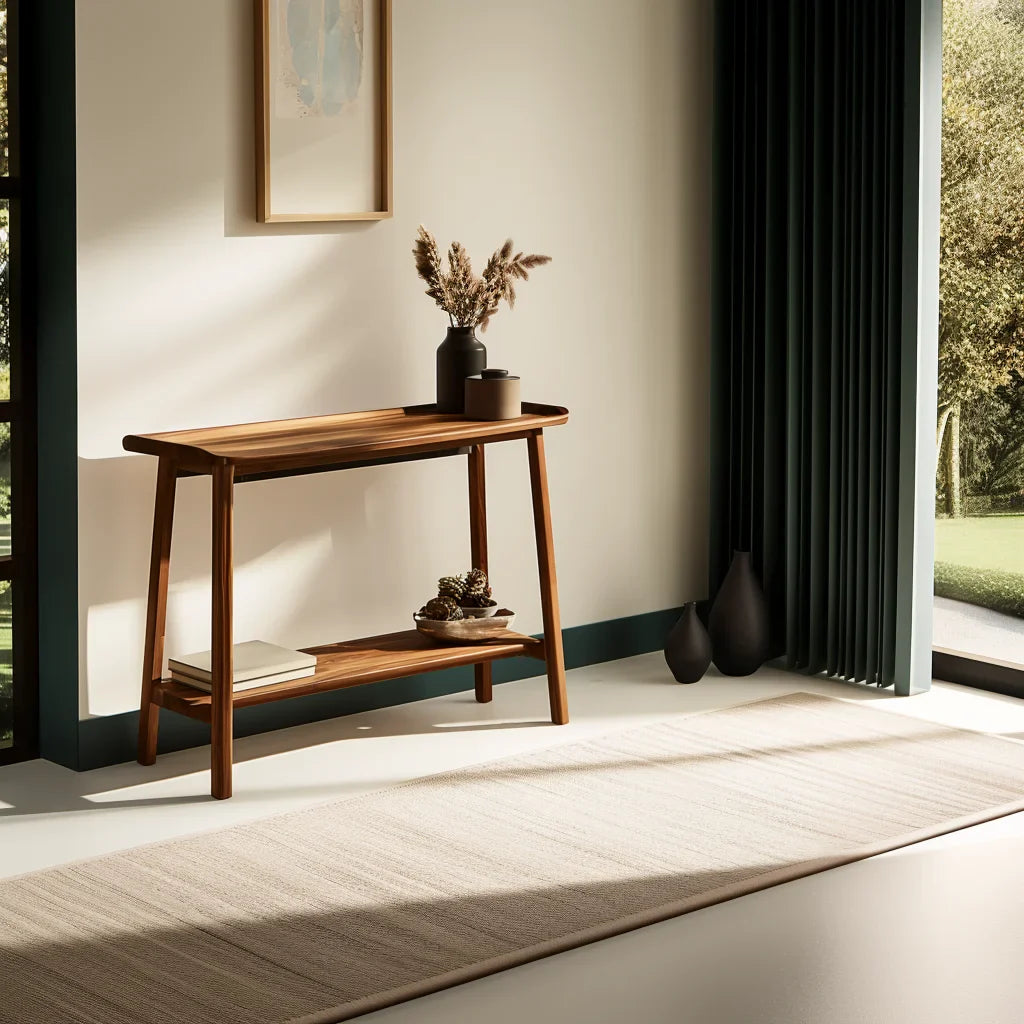Mid Century Modern Console Table Elegant Wood Finish