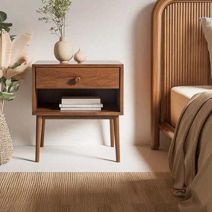 Mid Century Modern Bedside Table Classic Wood Design