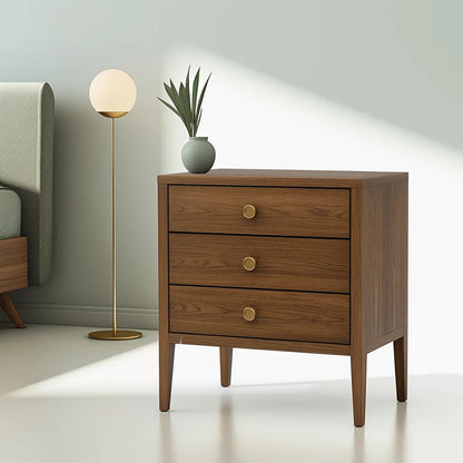 Classic Wooden Nightstand Three Drawer Storage Cabinet