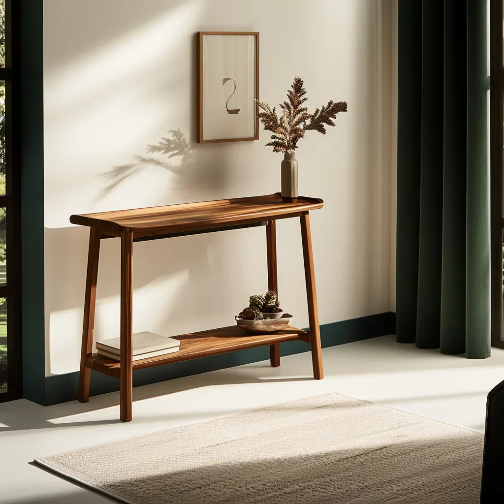 Mid Century Modern Console Table Elegant Wood Finish
