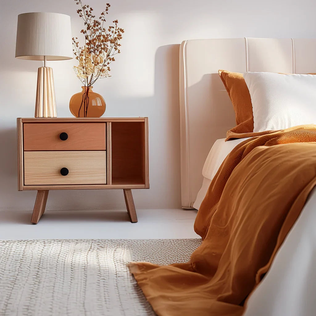 Mid Century Modern Nightstand Classic Wood Design