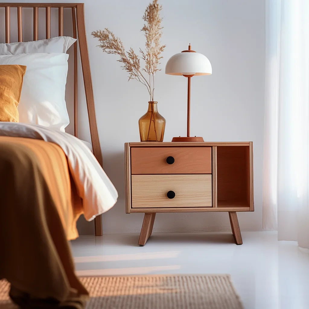Mid Century Modern Nightstand Classic Wood Design