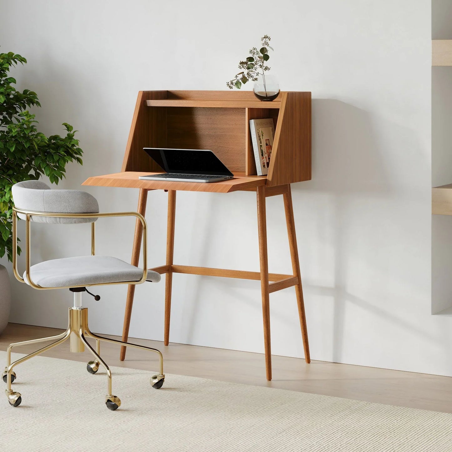 Modern Compact Foldable Writing Desk Minimalist Design