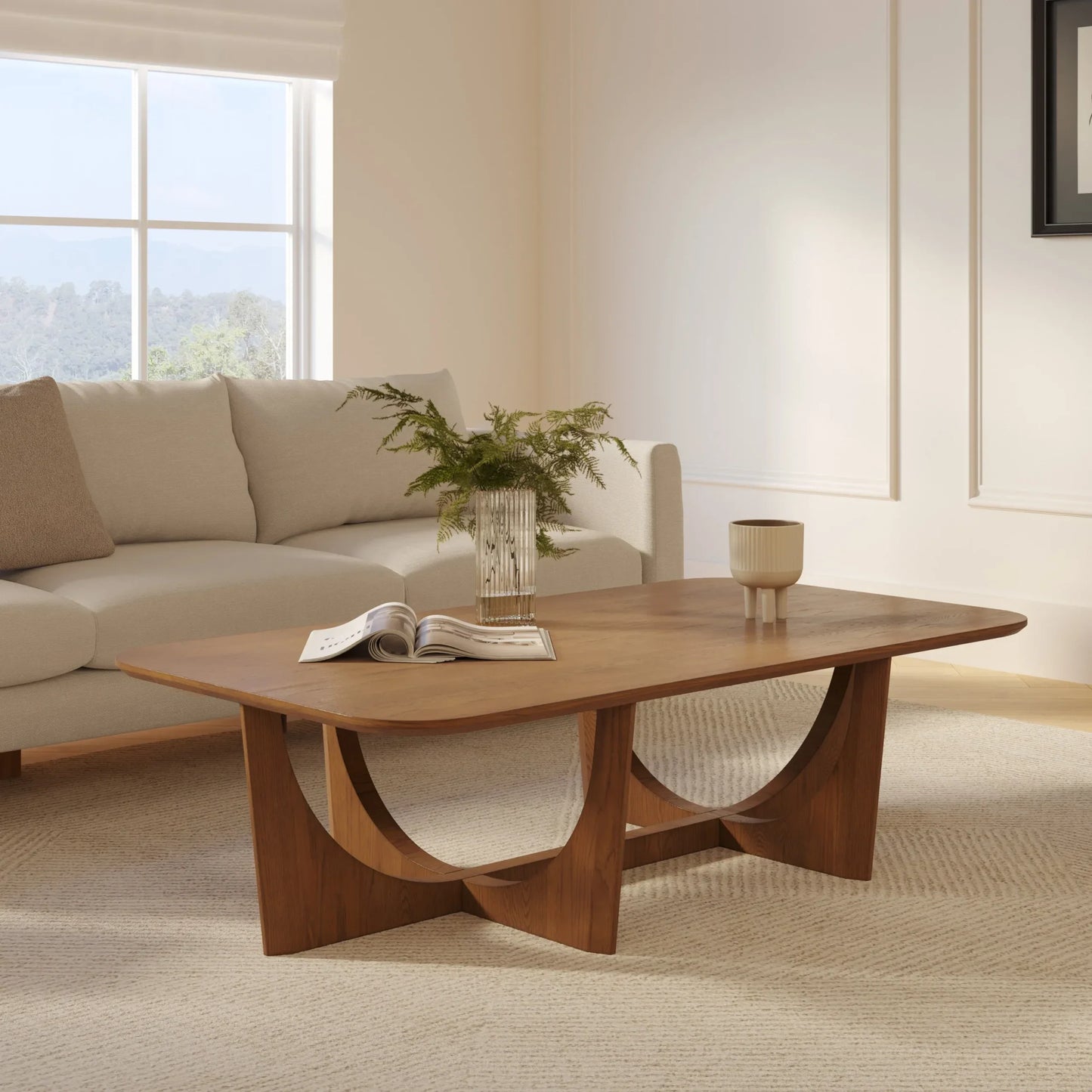 Architectural Coffee Table with geometric sculptural base