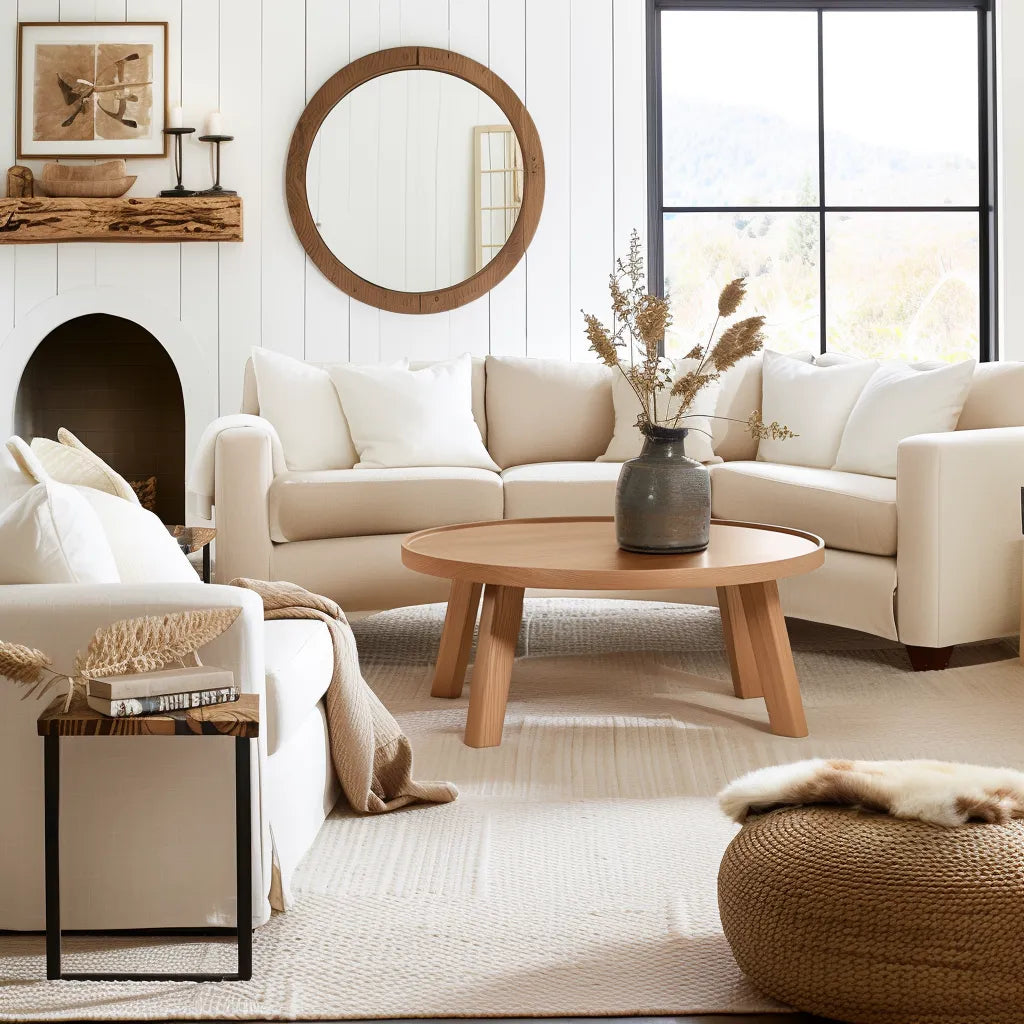 Contemporary round coffee table modern minimalist design spacious tabletop sturdy legs