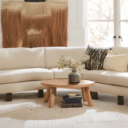 Contemporary round coffee table modern minimalist design spacious tabletop sturdy legs