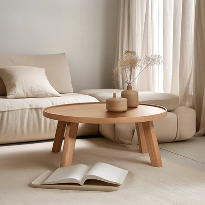 Contemporary round coffee table modern minimalist design spacious tabletop sturdy legs