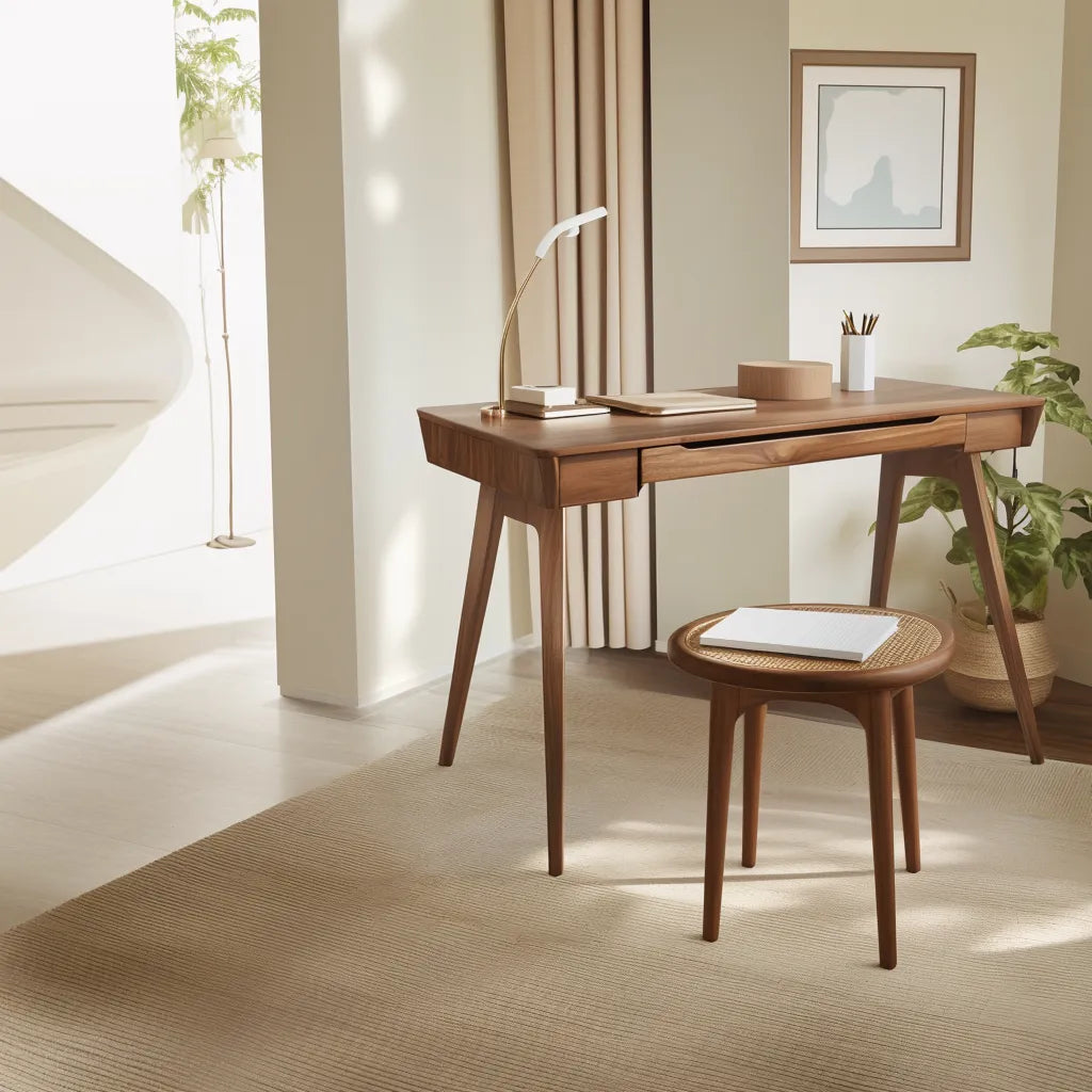 Contemporary study desk modern minimalist design spacious tabletop storage drawer