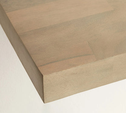 Contemporary wall mounted shelf styled with plants and decor items