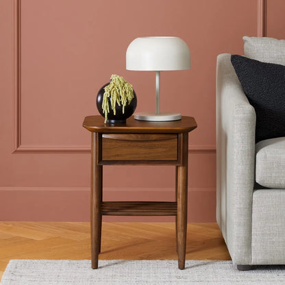 Elegant Bedside Table with drawer and slatted shelf