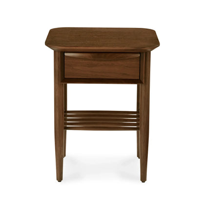Elegant Bedside Table with drawer and slatted shelf
