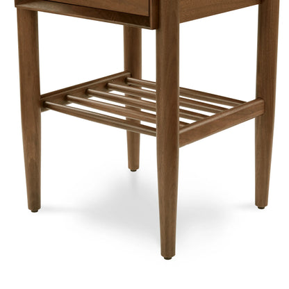 Elegant Bedside Table with drawer and slatted shelf