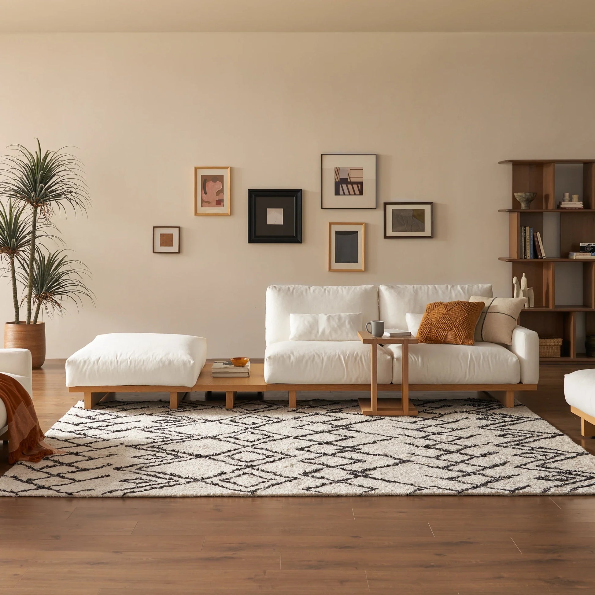 Elegant C shaped side table with open base and compact design perfect for small spaces