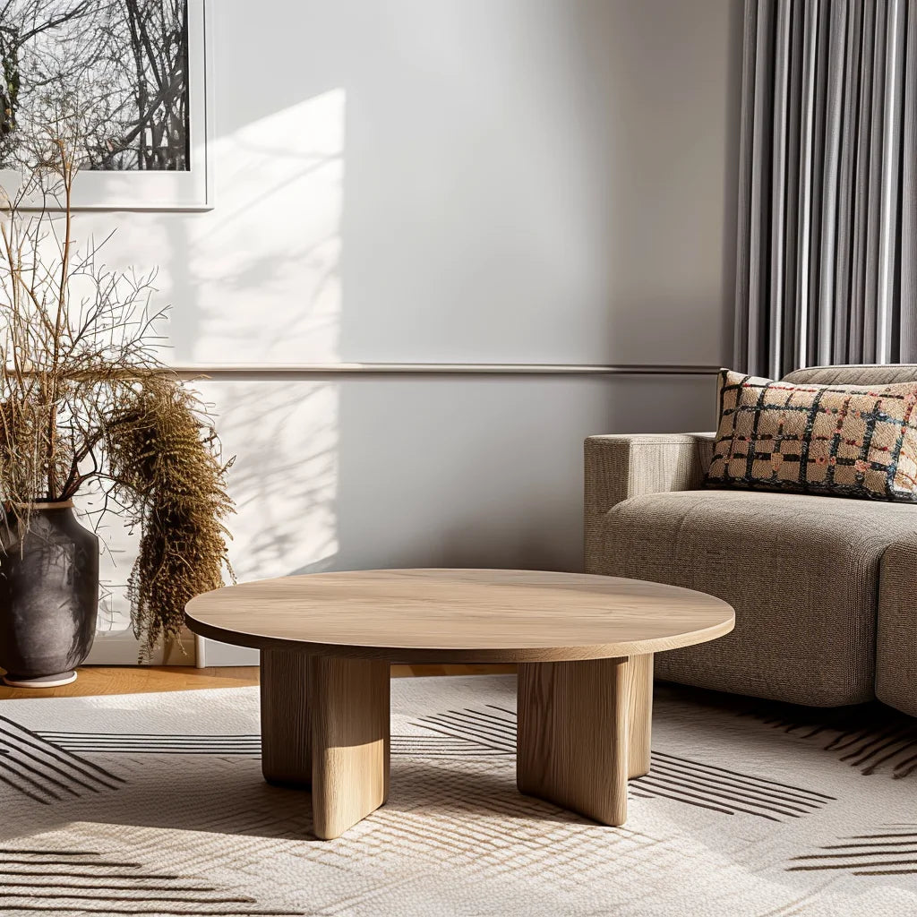 Modern Round Coffee Table in a stylish living room setting