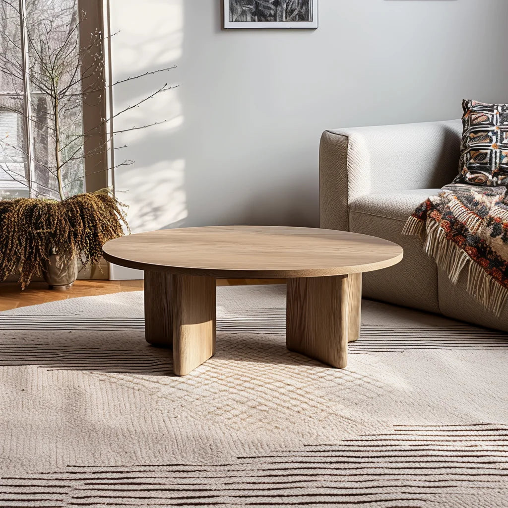 Modern Round Coffee Table in a stylish living room setting