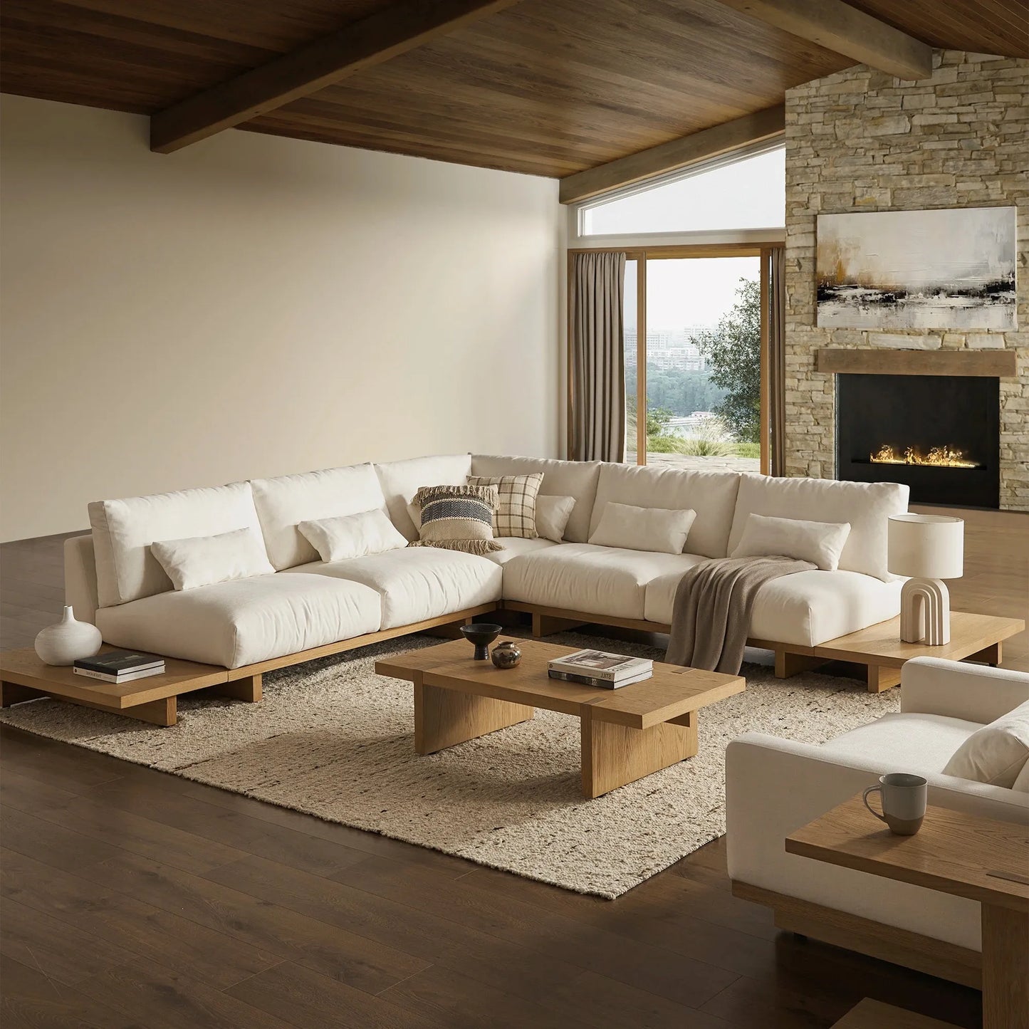 Elegant low profile coffee table with a sleek modern design perfect for contemporary interiors