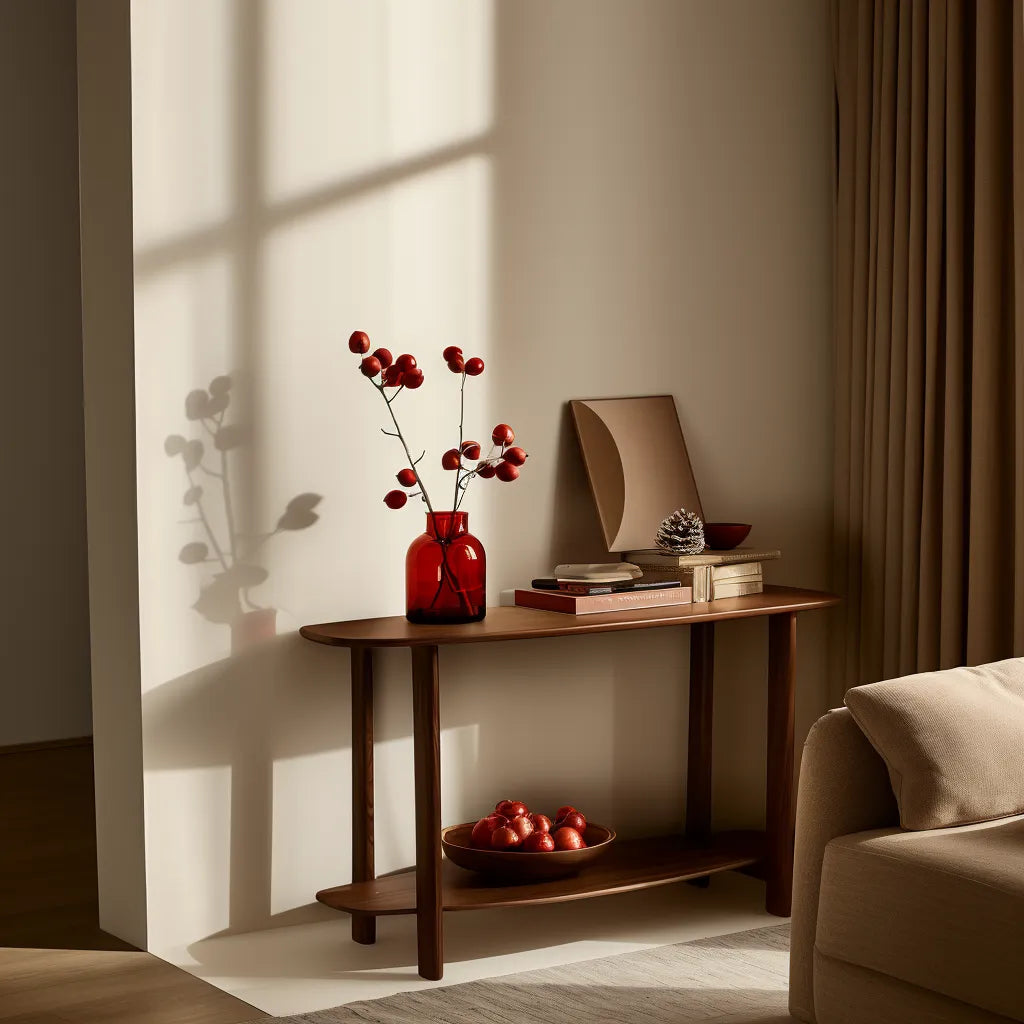 Elegant modern console table with a dual-tier design in a stylish interior