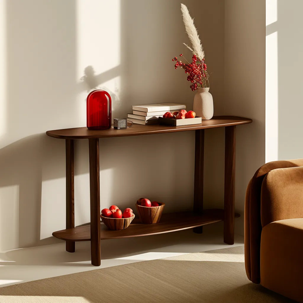 Elegant modern console table with a dual-tier design in a stylish interior