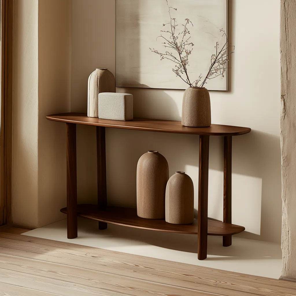Elegant modern console table with a dual-tier design in a stylish interior