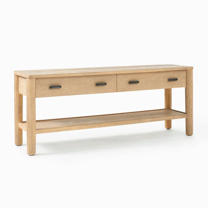 Console Table Storage Drawers Open Shelf Design