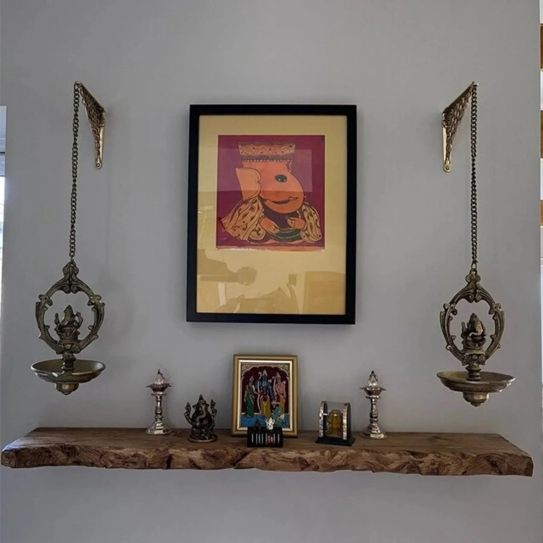 Floating Shelf Handcrafted Rustic decorative wall display with books and kitchen essentials