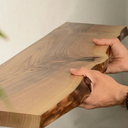 Floating Shelf Live Edge minimalist wall décor with decorative accents