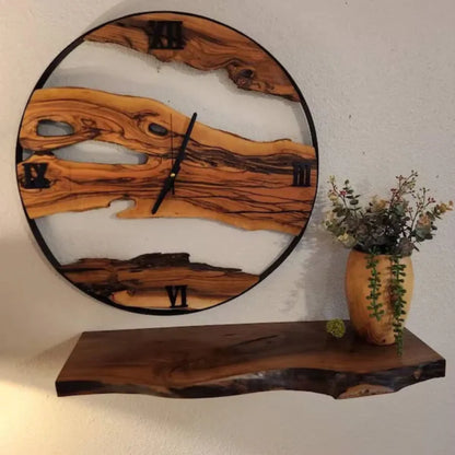 Floating Shelf Live Edge minimalist wall décor with decorative accents