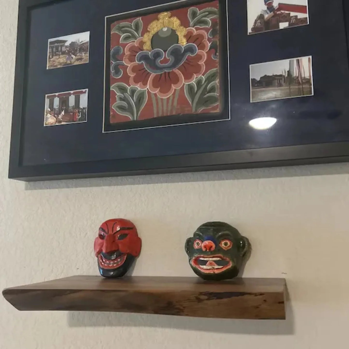 Floating Shelf Live Edge minimalist wall décor with decorative accents