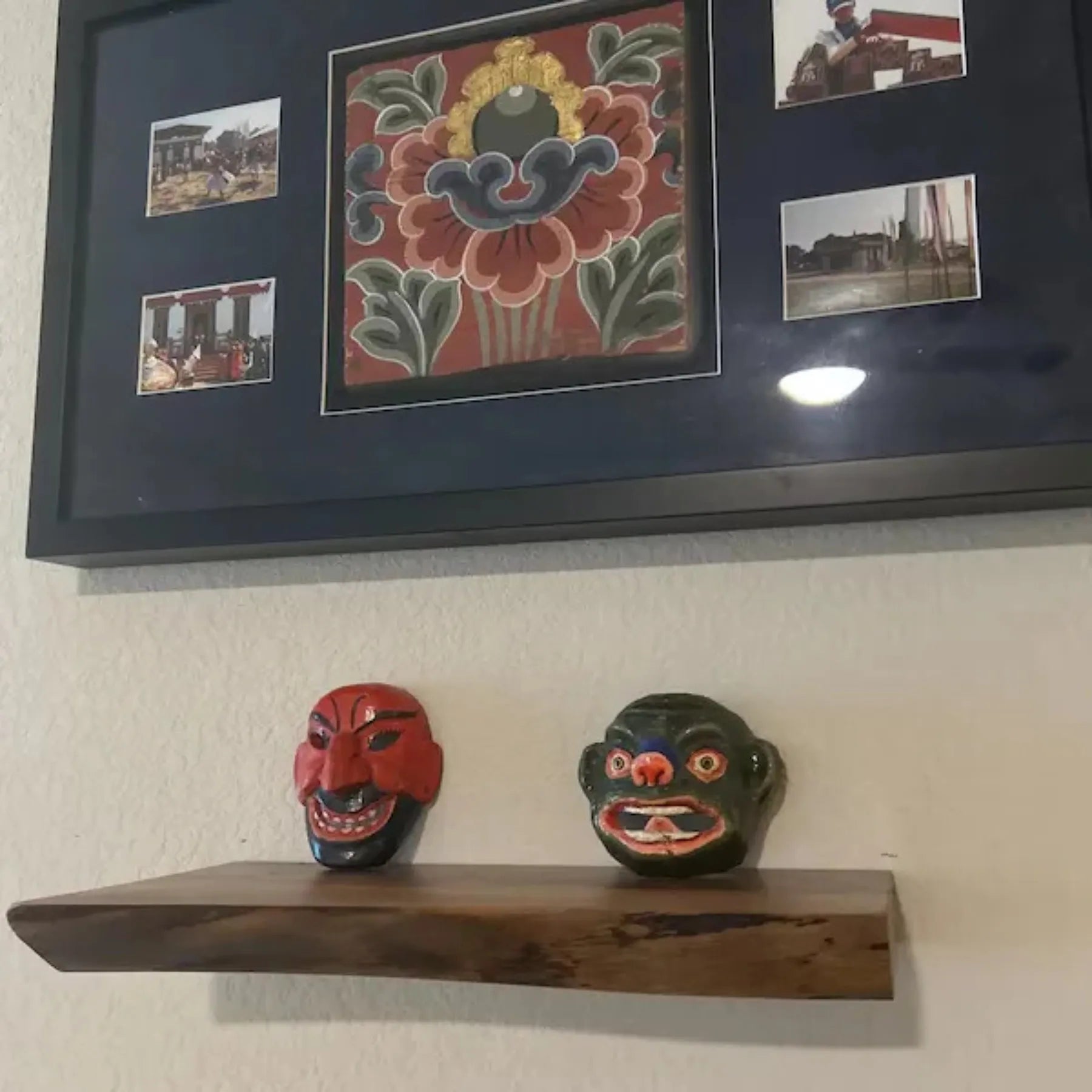 Floating Shelf Live Edge minimalist wall décor with decorative accents