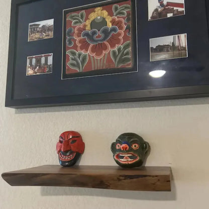 Floating Shelf Live Edge minimalist wall décor with decorative accents