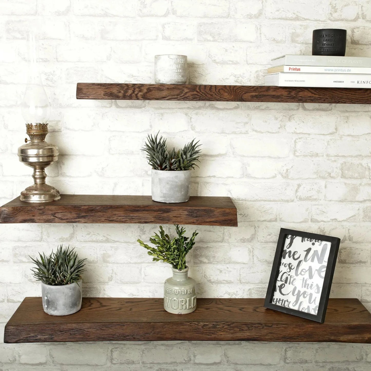 Floating Shelf Modern Minimalist wall display with books and decorative accents