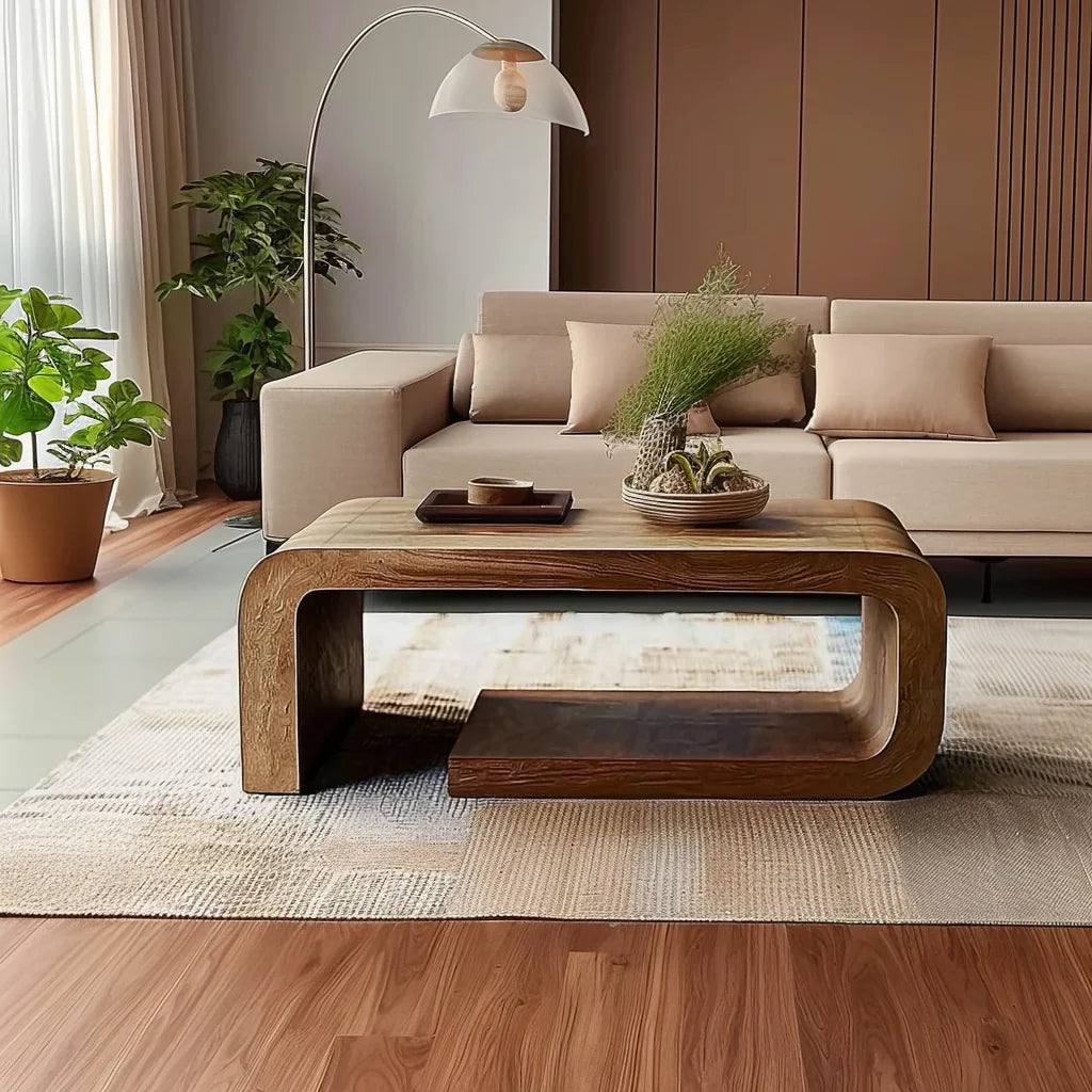 Flow Form Coffee Table featured in styled modern living space