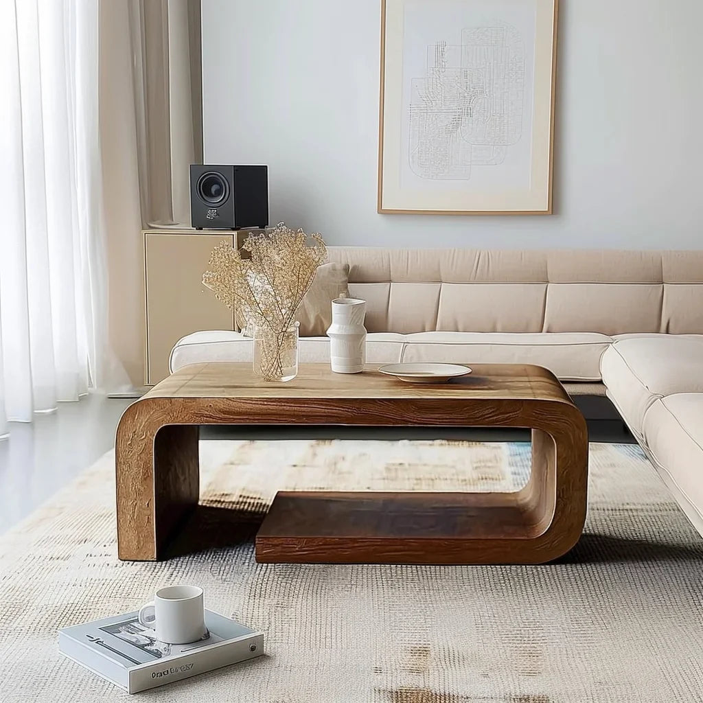 Flow Form Coffee Table featured in styled modern living space