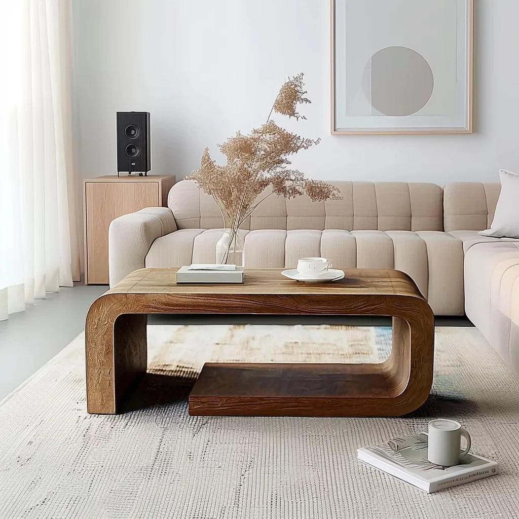 Flow Form Coffee Table featured in styled modern living space