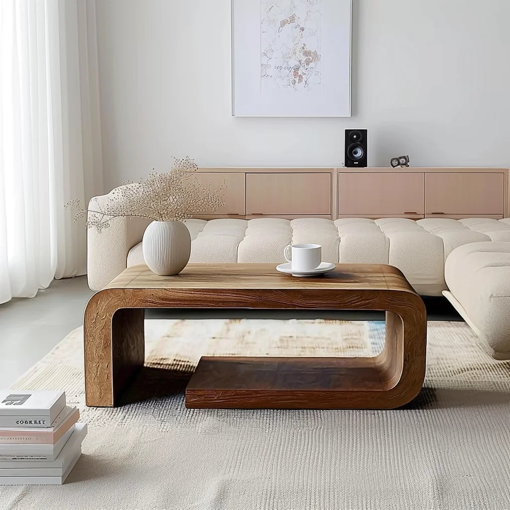 Flow Form Coffee Table featured in styled modern living space