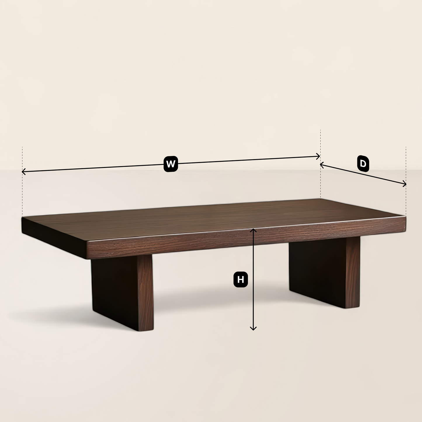 Minimalist Dark Wood Coffee Table with a Low-Profile Design
