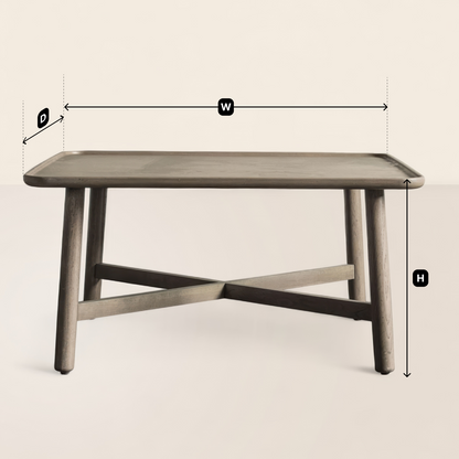 Modern Rectangle Coffee Table with Cross Base Timeless Elegance